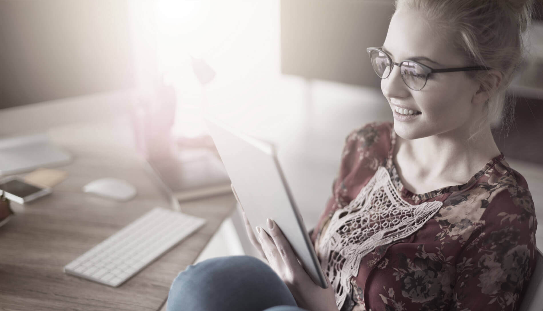 Woman using tablet