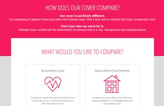 Serious Illness Cover vs Critical Illness Cover Tool Screenshot